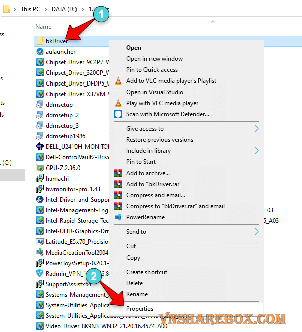 Properties Folder Windows 10