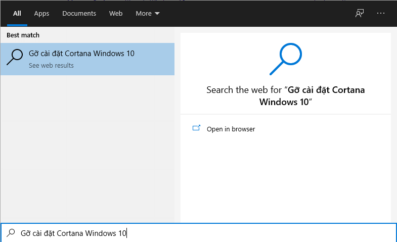 Gỡ cài đặt Cortana Windows 10