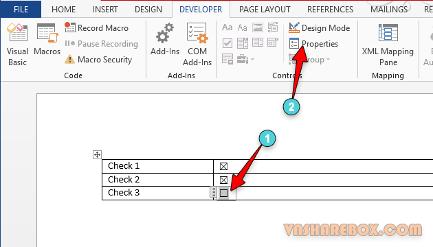 Properties Checkbox Control Developer