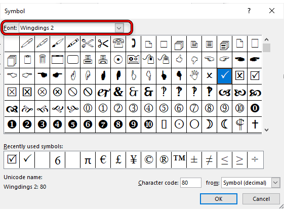 Symbol Font Wingdings 2